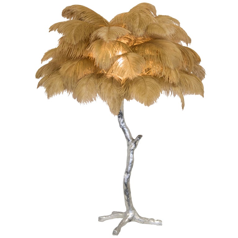 Ostrich Feather Table Lamp