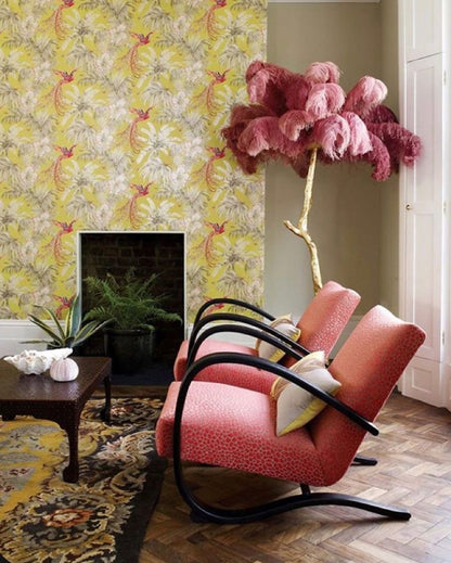 مصباح أرضي من ريش النعام مصنوع من النحاس 