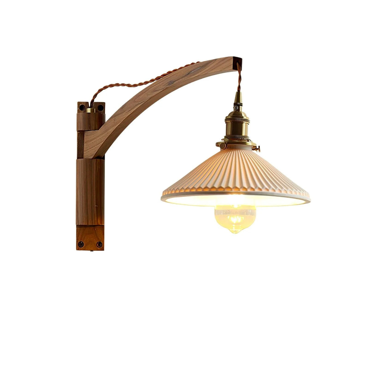 Swing Arm Walnut Wall Light