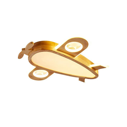 Wood Airplane Ceiling Lamp