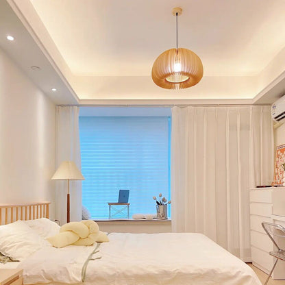 Wooden Pumpkin Pendant Lamp