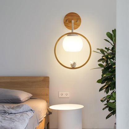 Wood Bird Wall Lamp