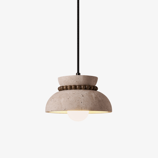 Travertine Wooden Bead Pendant Lamp