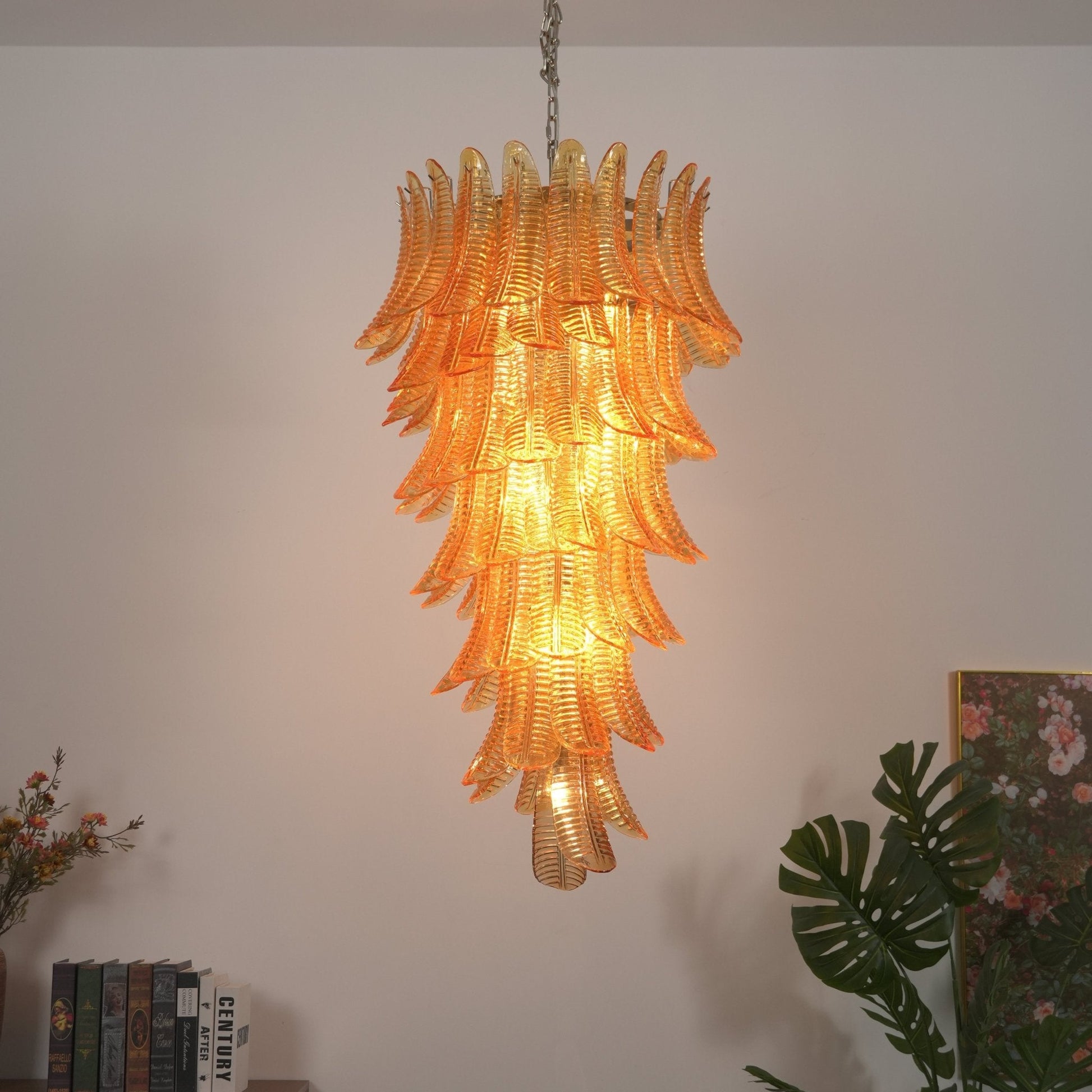 Amber Leaf Cascade Chandelier