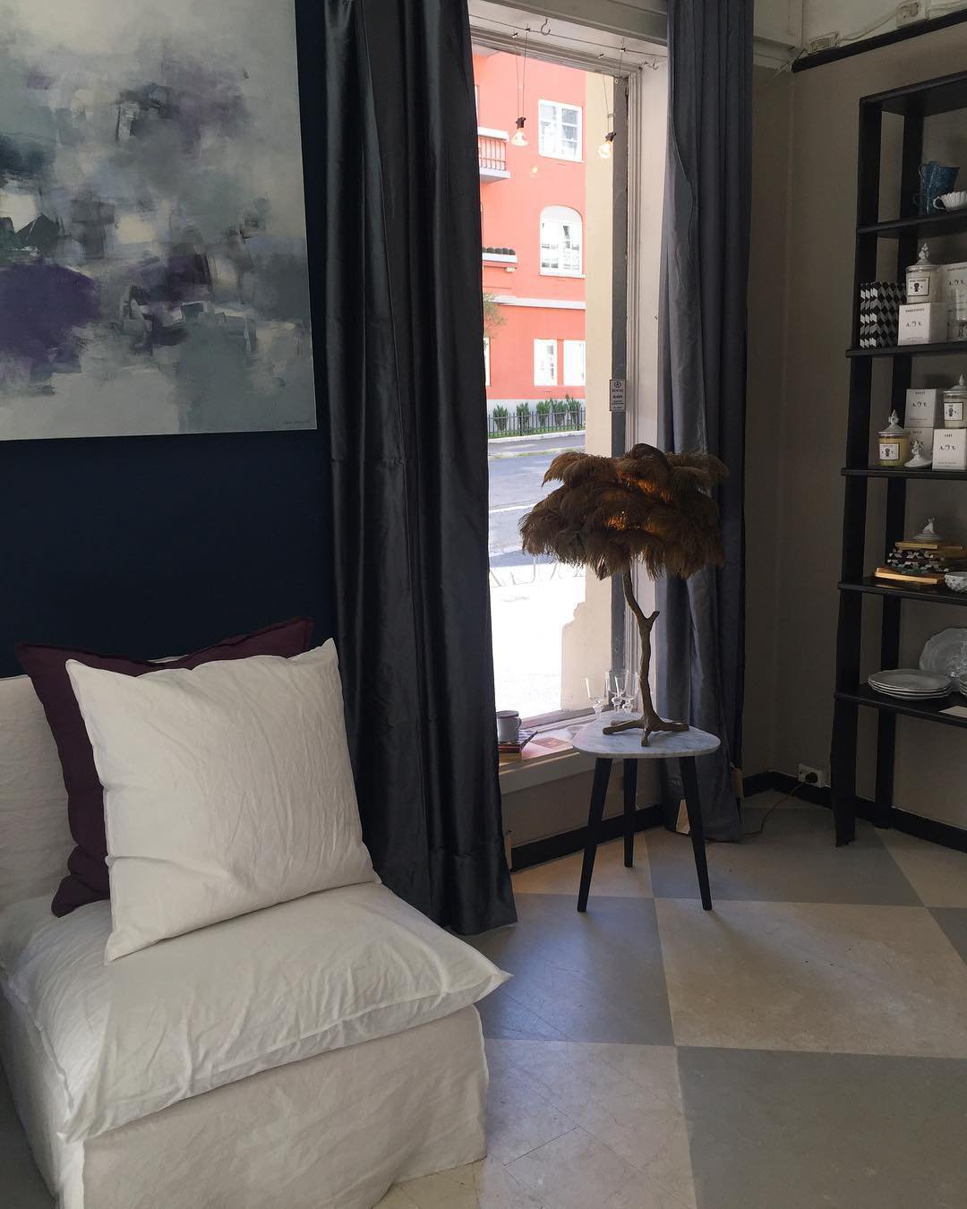 Ostrich Feather Table Lamp