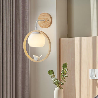 Wood Bird Wall Lamp