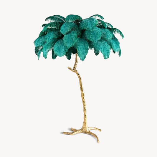 Ostrich Feather Brass Floor Lamp