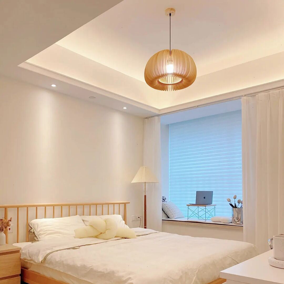 Wooden Pumpkin Pendant Lamp