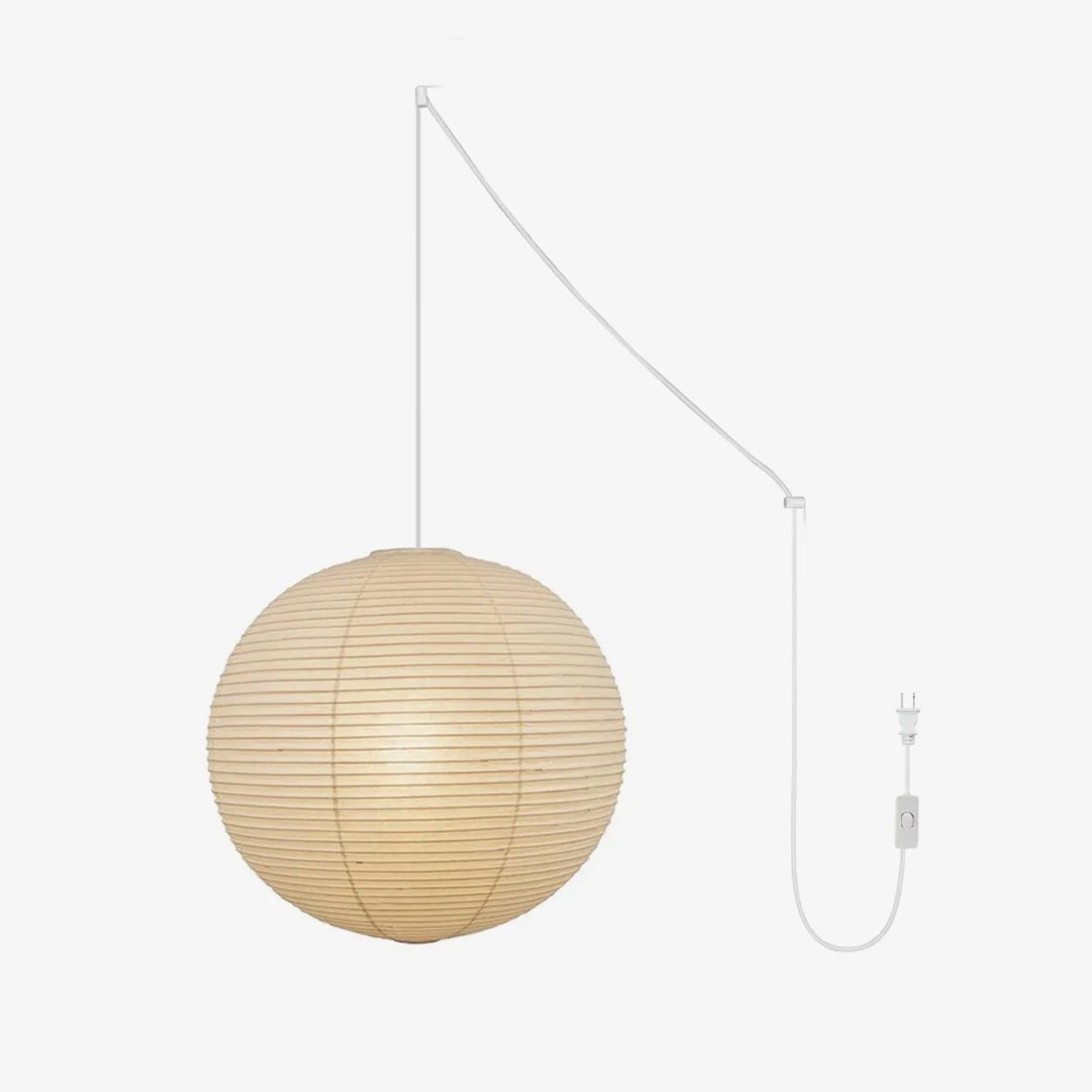 Akari A Round Swag Light (white plug wire)