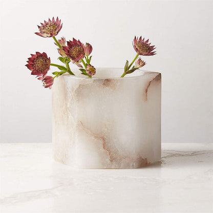 Alabaster Cube Candle Holder