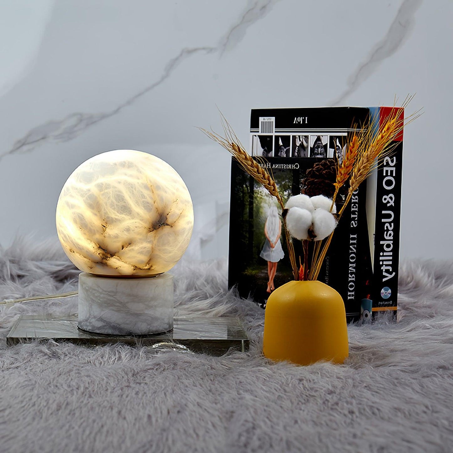 Marble Ball Alabaster Table Lamp
