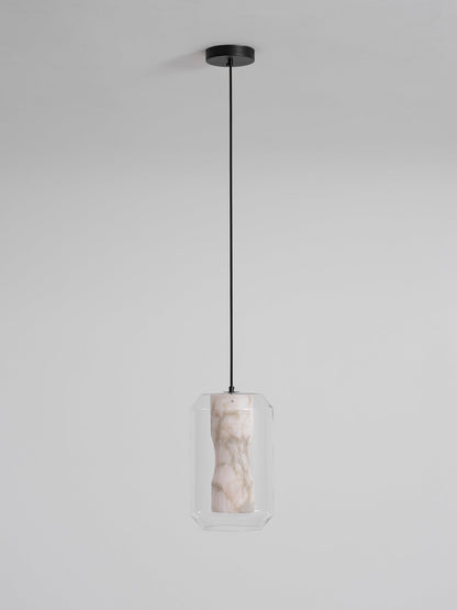 Alabaster Glass Cylinder Pendant Light