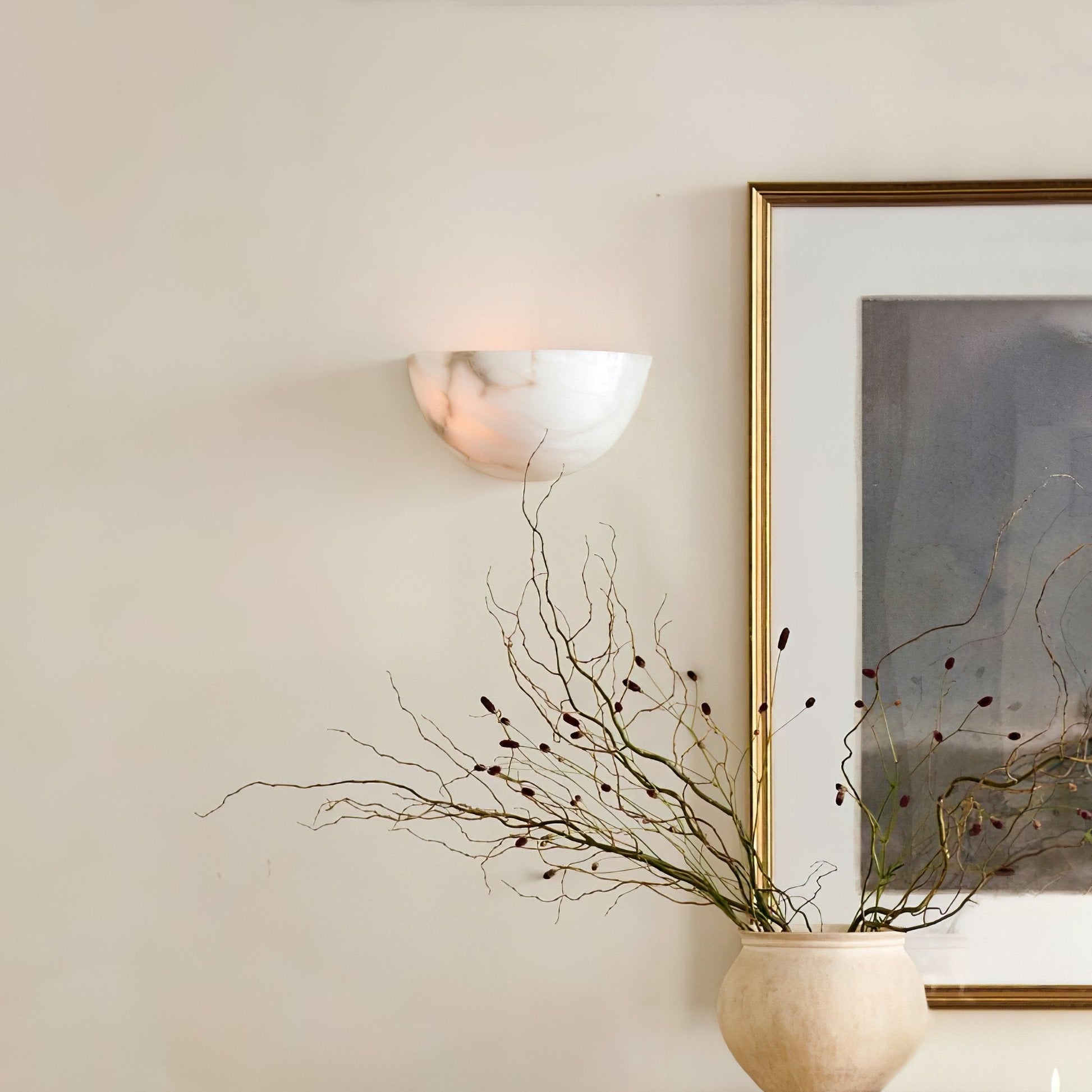 Alabaster Half-Moon Wall Sconce
