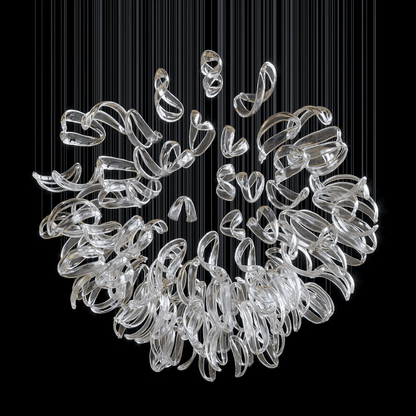 Aqua Ripple Glass Art Customize Chandelier