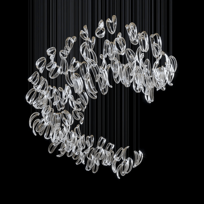 Aqua Ripple Glass Art Customize Chandelier