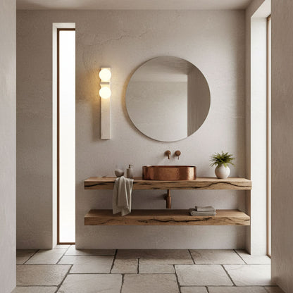 Asymmetrical Travertine Wall Sconce
