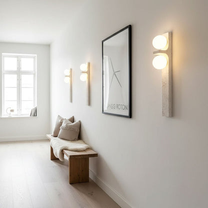 Asymmetrical Travertine Wall Sconce