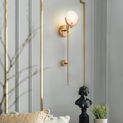 Ava Brass Alabaster Wall Lamp