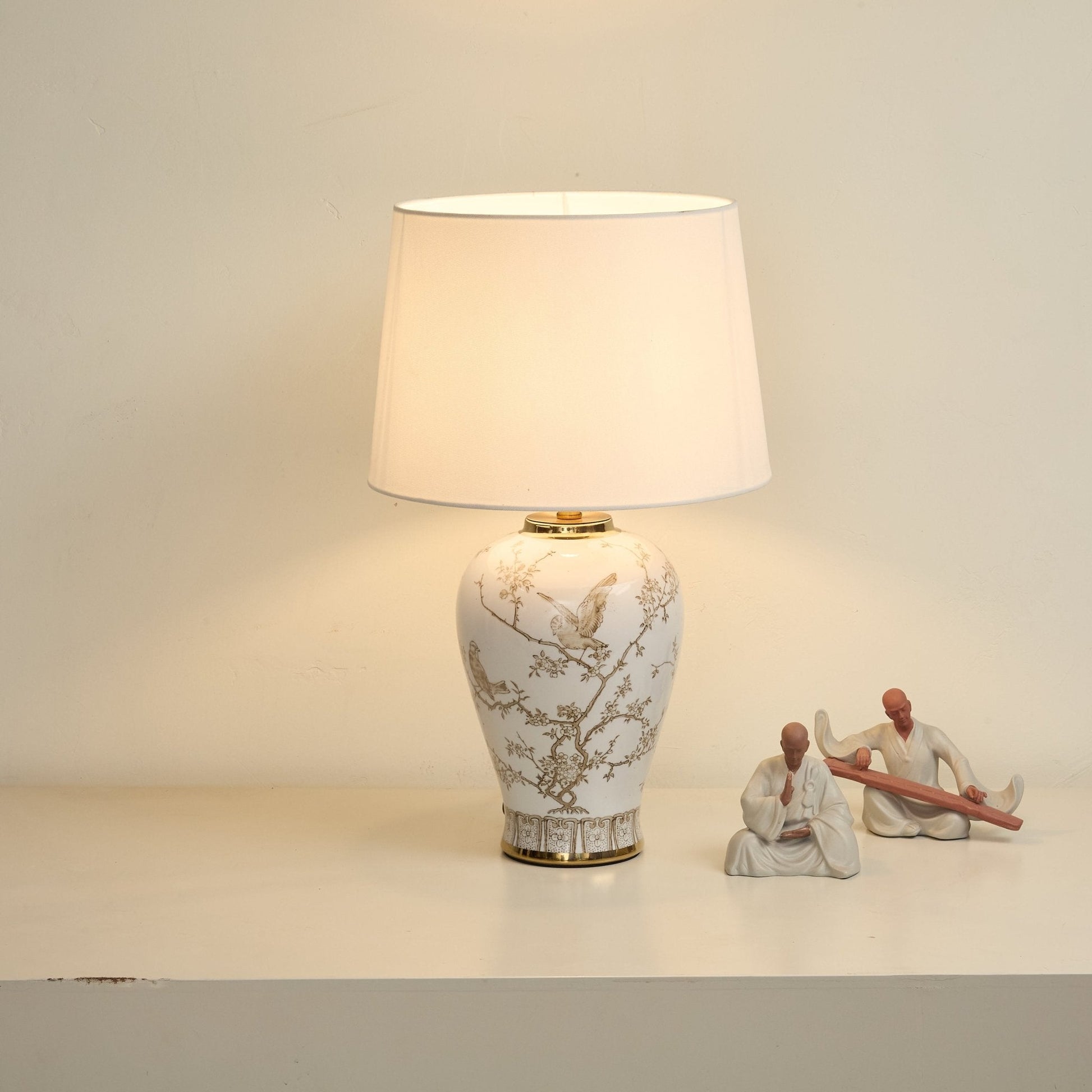 Avian Floral Ceramic Table Lamp