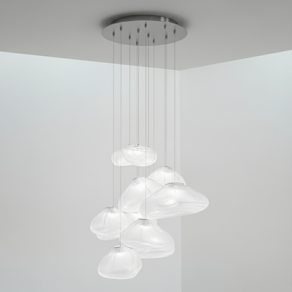 Blown Glass Mesh Pendant Light