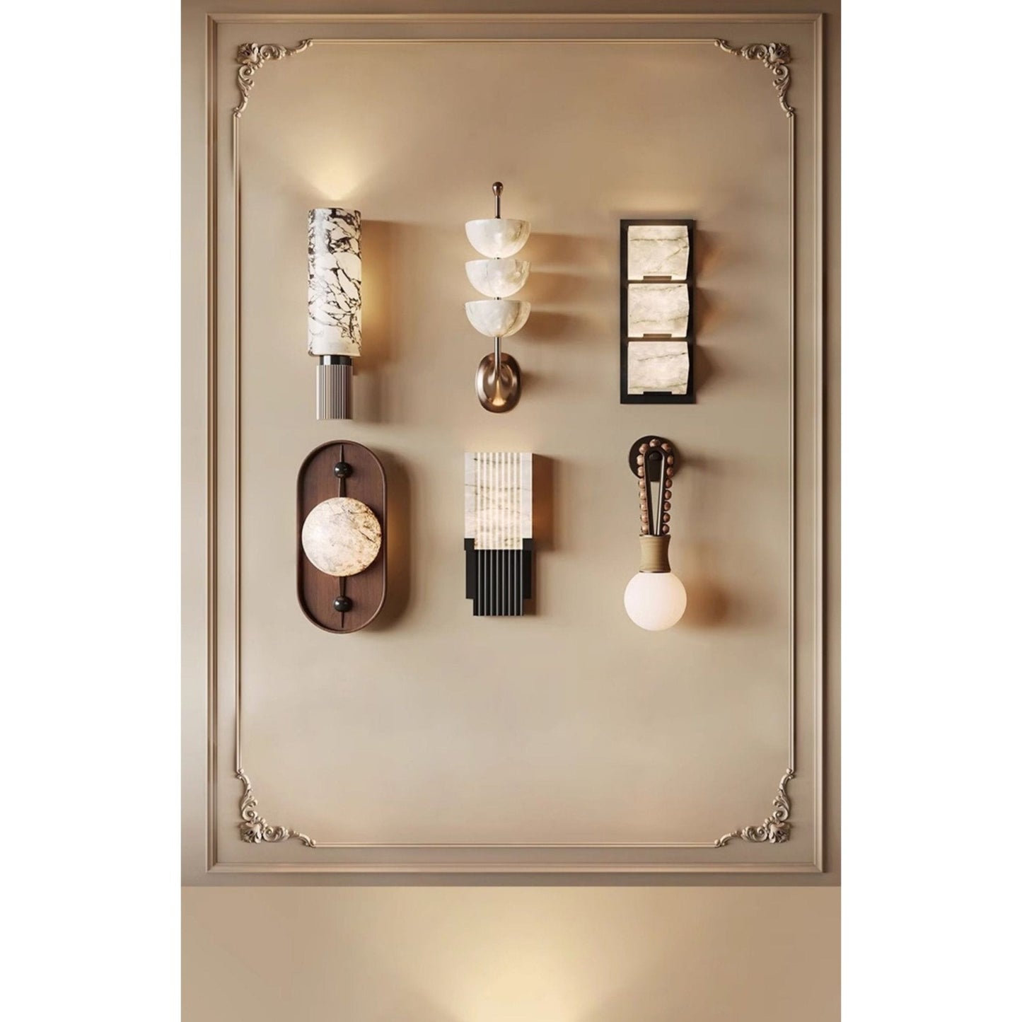 Bezel Alabaster Plug-in Wall Lamp