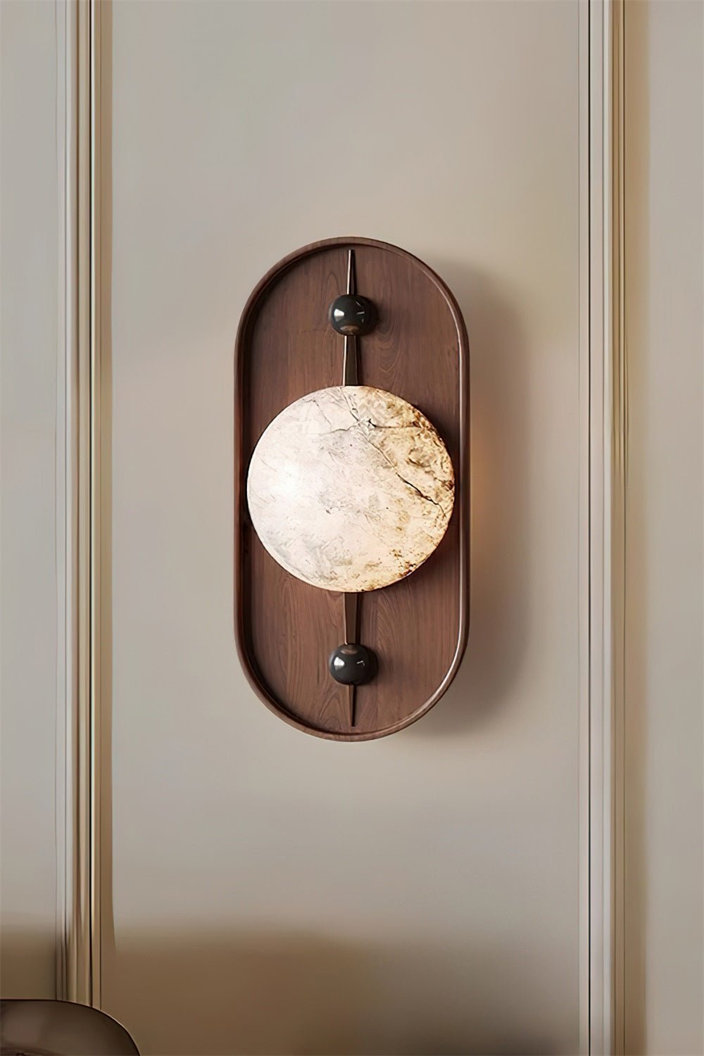Bezel Alabaster Plug-in Wall Lamp