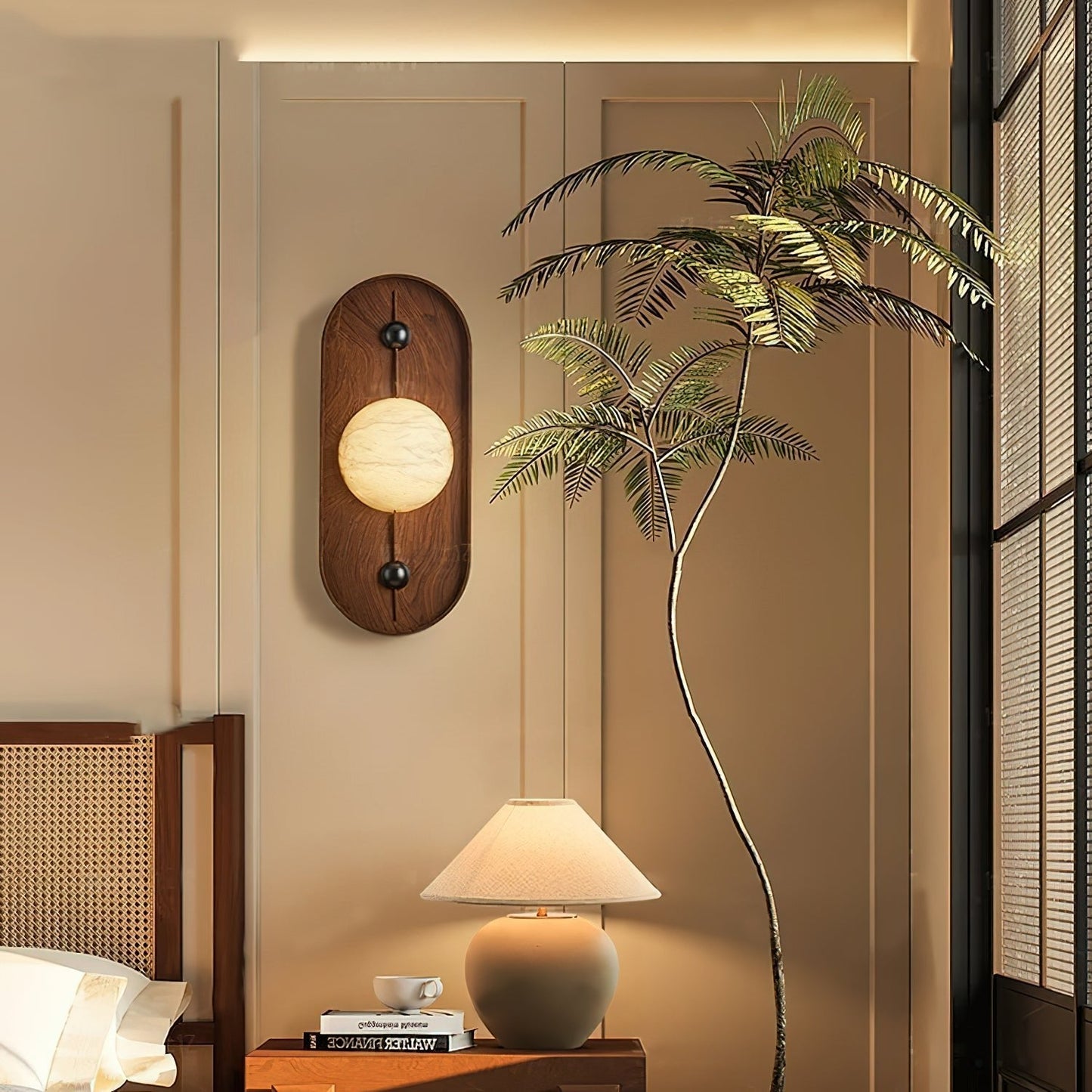 Bezel Alabaster Plug-in Wall Lamp