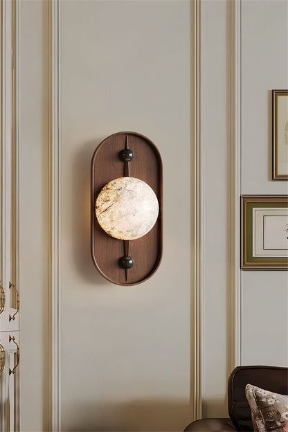 Bezel Alabaster Plug-in Wall Lamp