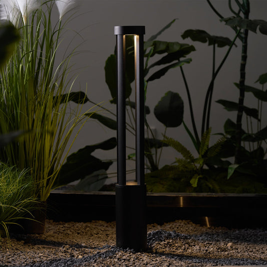 Black Cylindrical Solar Outdoor Post Light