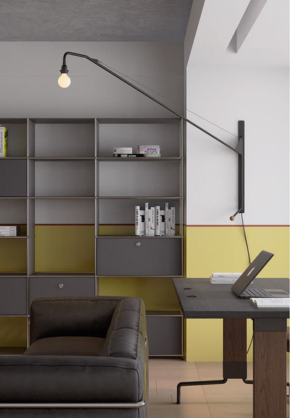 Black Long Arm Wall Lamp