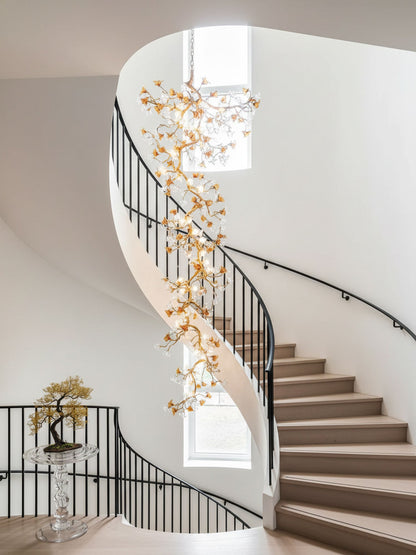 Brass Maple Branch Chandelier