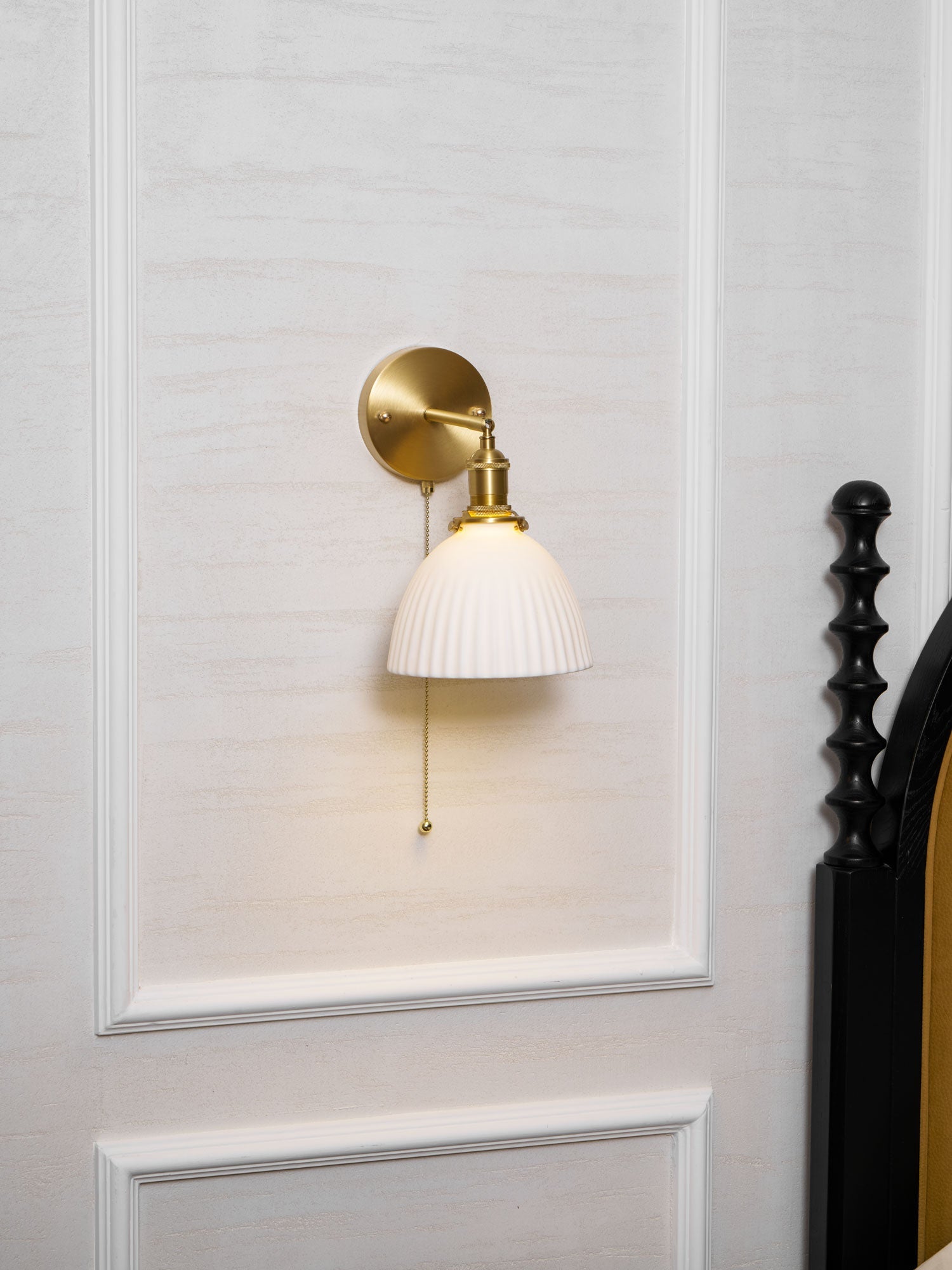 Brass Pleated Ceramic Wall Lamp
