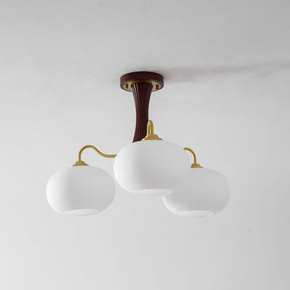 Brass Wooden Persimmon Chandelier