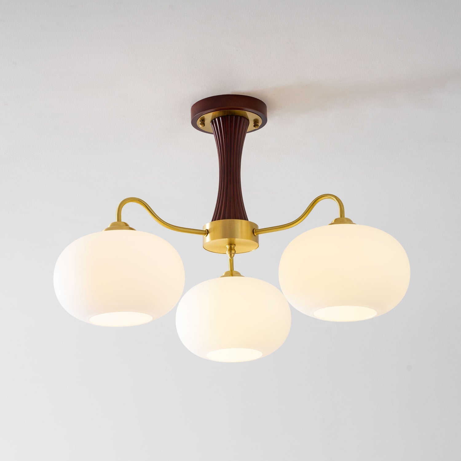 Brass Wooden Persimmon Chandelier