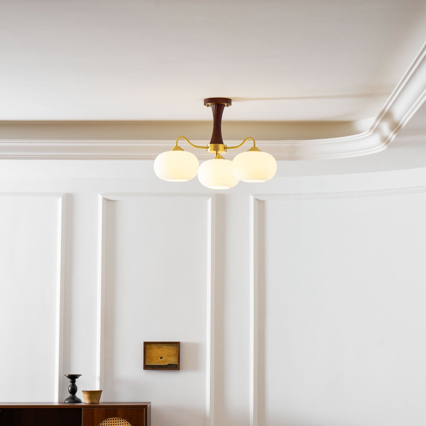 Brass Wooden Persimmon Chandelier