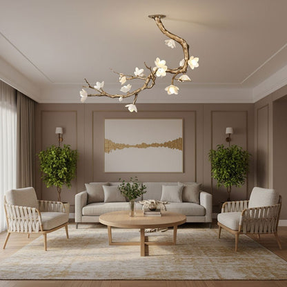 Brass Flower Branch Chandelier