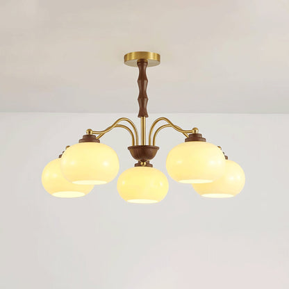 Persimmon Glass Globe Chandelier