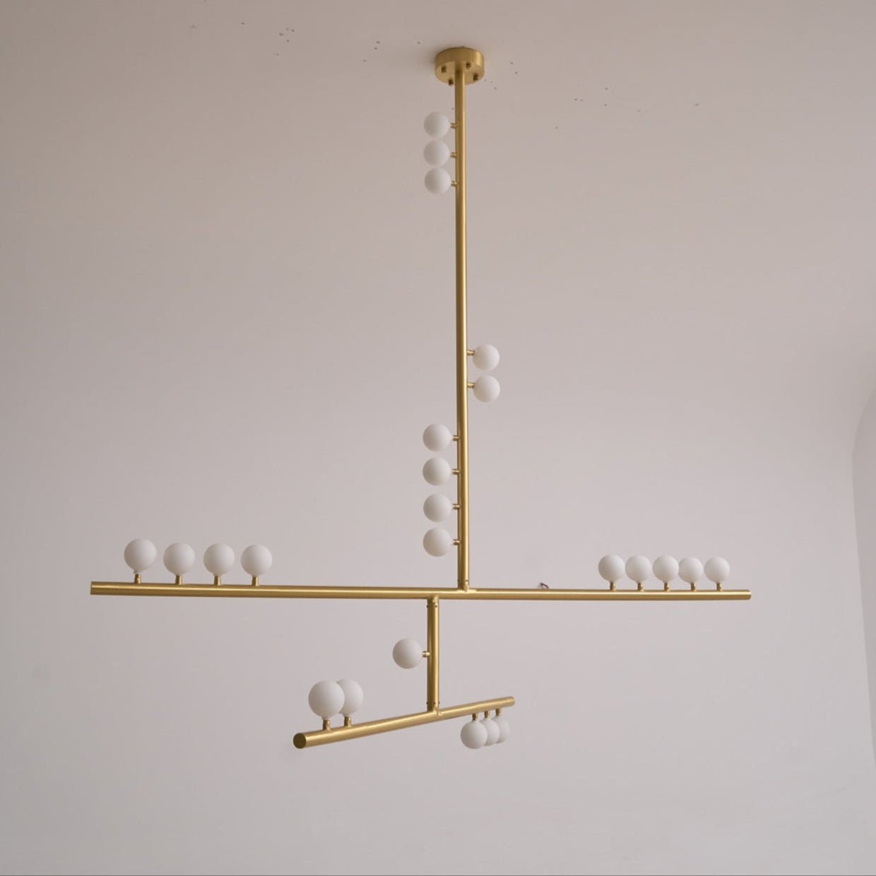 Brass Glass Drop Chandelier