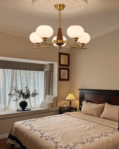 Celeste Sphere Walnut Chandelier