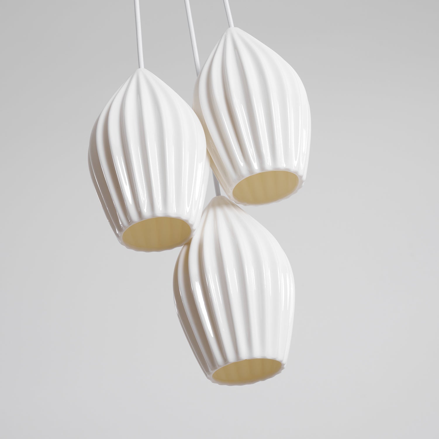 Ceramic Ribbed Pendant Light