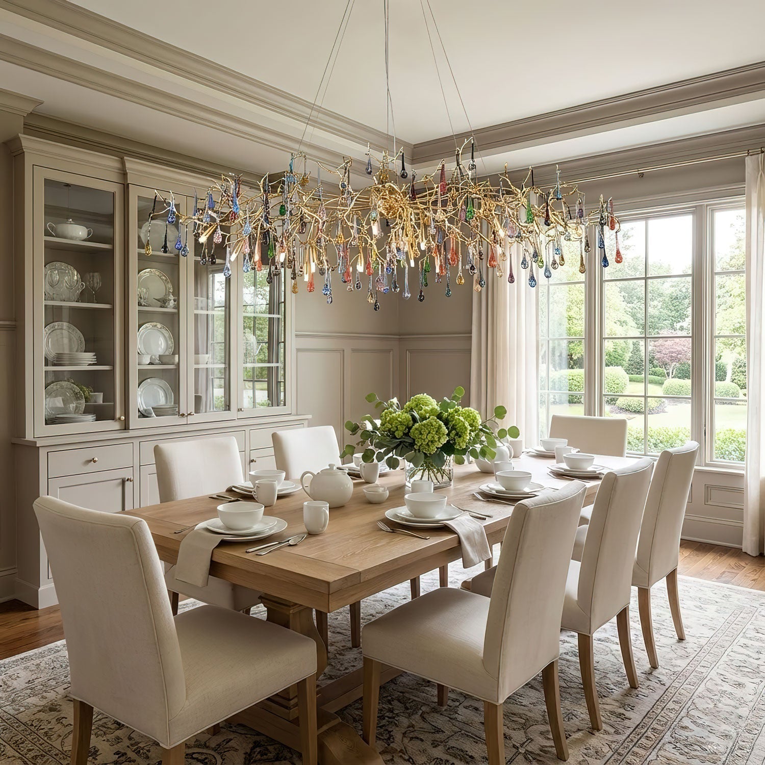 Colorful Raindrop Brass Branch Chandelier