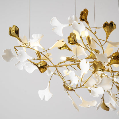 Gold White Leaves Combination Gingko Chandeliers