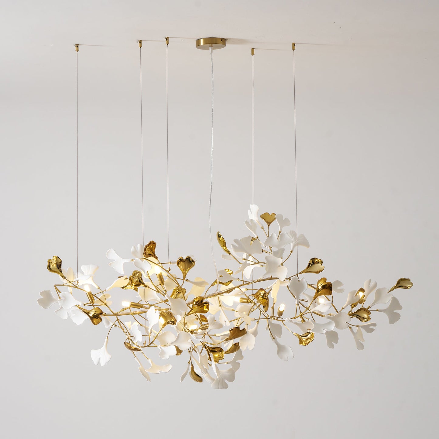 Gold White Leaves Combination Gingko Chandeliers