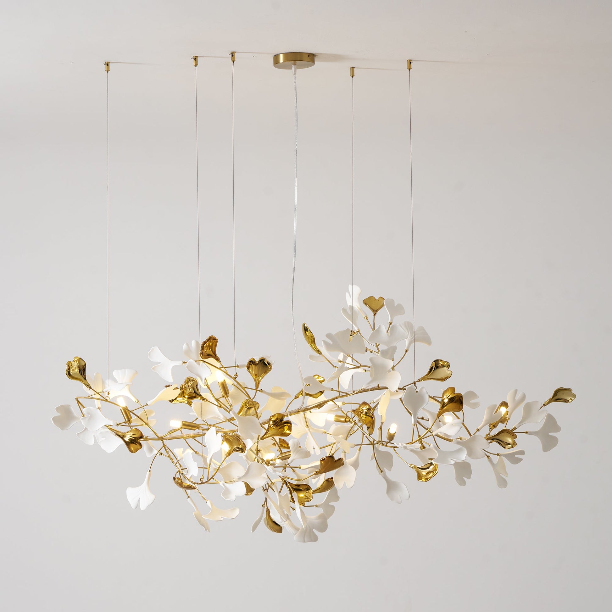 Gold White Leaves Combination Gingko Chandeliers