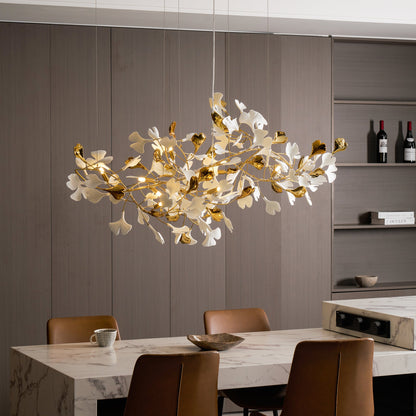 Gold White Leaves Combination Gingko Chandeliers