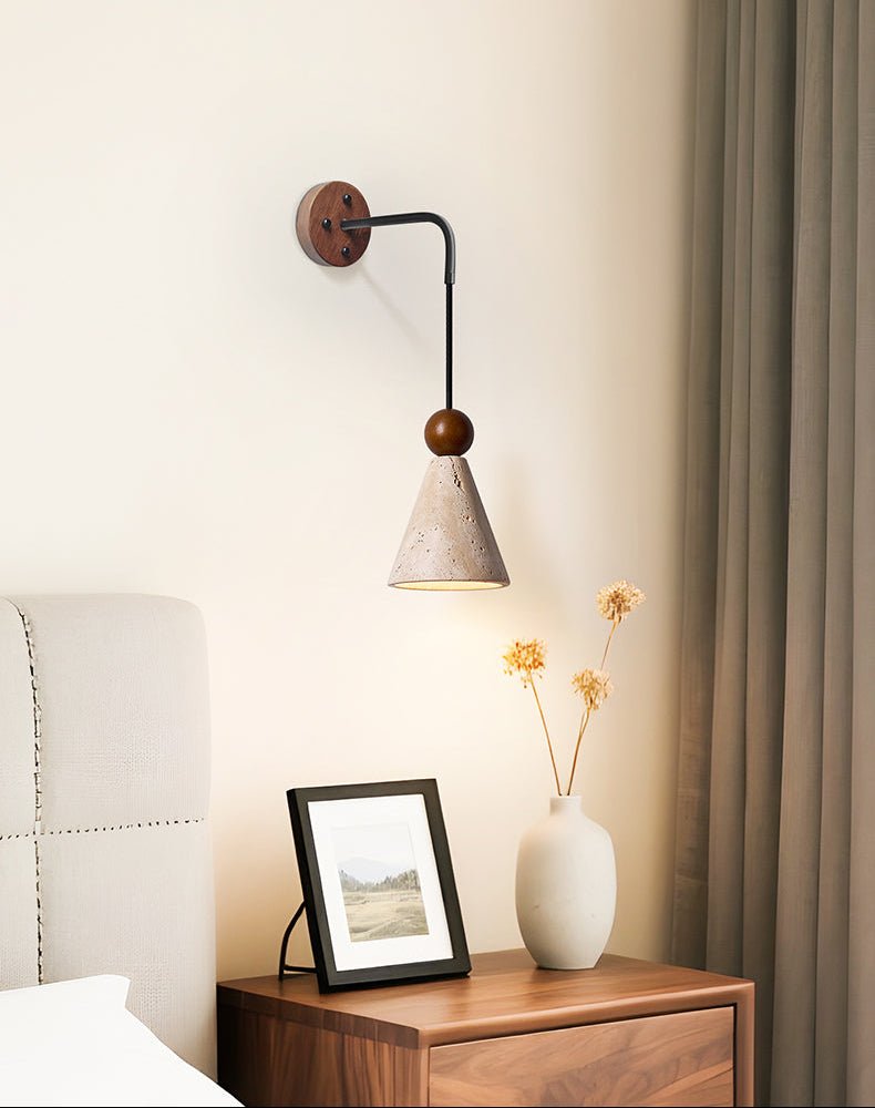 Cone Wood Bead Wall Sconce