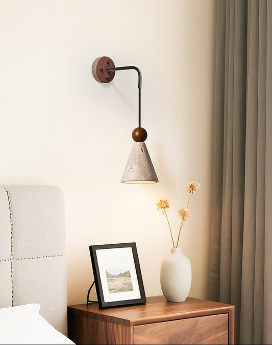 Cone Wood Bead Wall Sconce