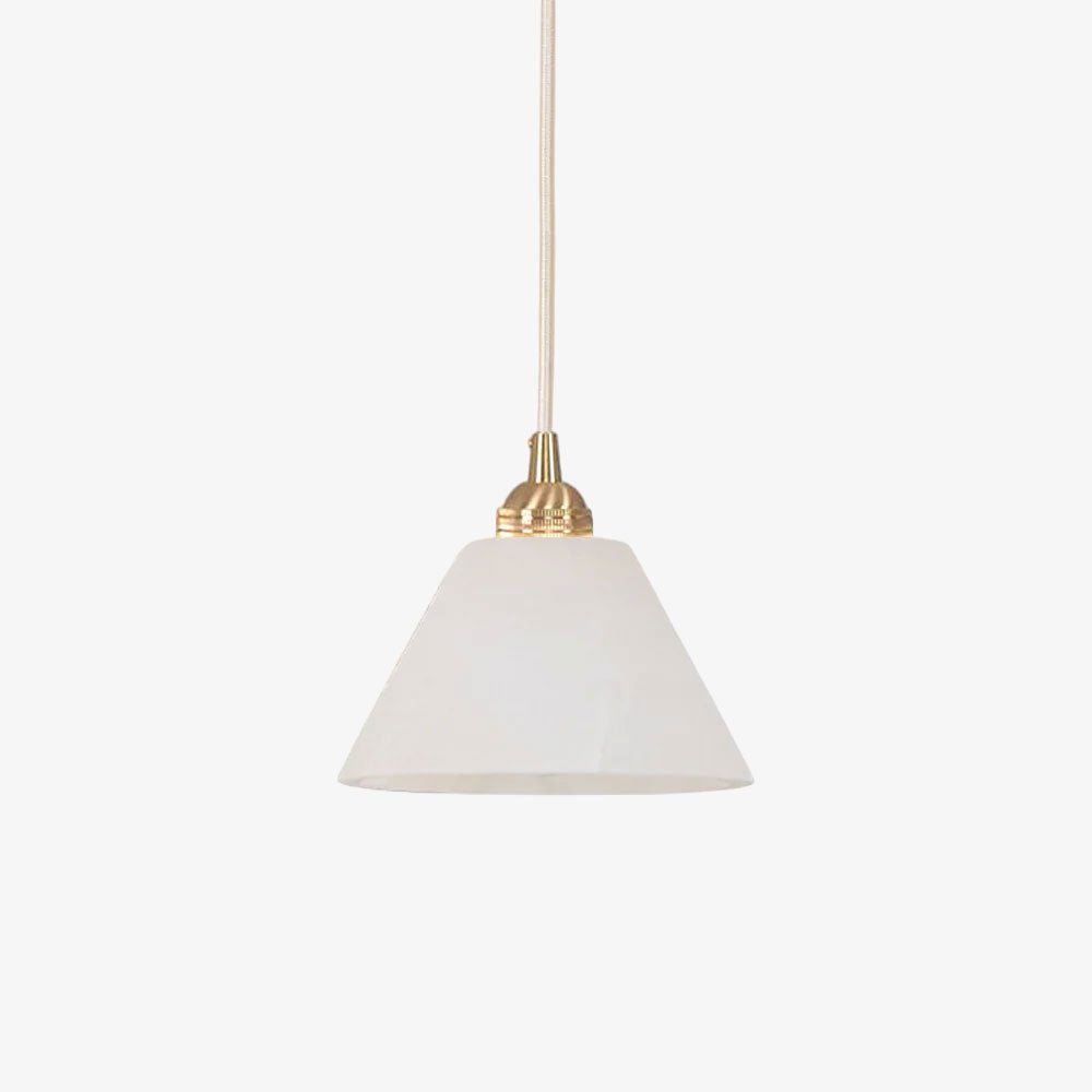Conical Alabaster Brass Pendant Lamp