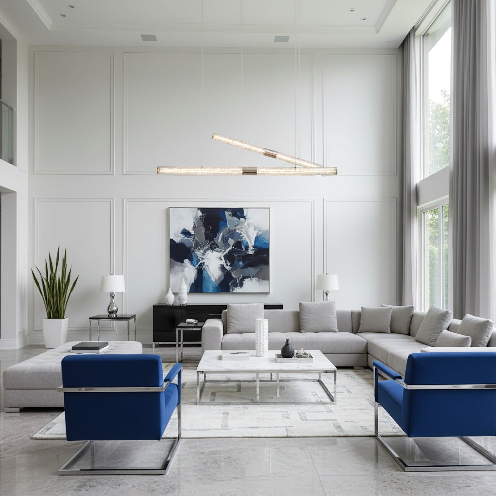 Crystal Stream Linear Pendant Lamp