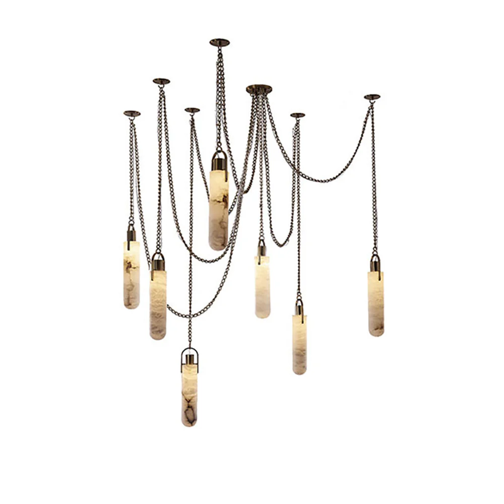 Cylindrical Cluster Alabaster Chandelier